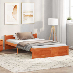 Estrutura da cama marrom cera 195,5 x 140,5 x 51 cm
