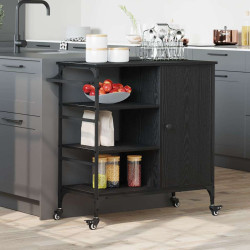 Carrinho de cozinha carvalho preto 87,5 x 39 x 84,5 cm