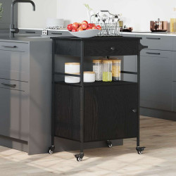 Carrinho de cozinha carvalho preto 56 x 43 x 89,5 cm