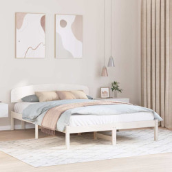 Estrutura da cama com cabeceira branco 150 x 200 cm