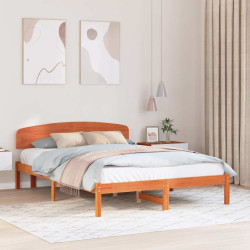 Estrutura da cama com cabeceira marrom cera 140 x 200 cm
