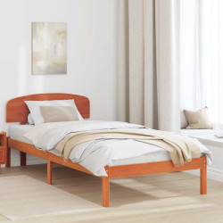 Estrutura da cama com cabeceira marrom cera 80 x 200 cm