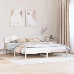 Estrutura da cama com cabeceira branco 180 x 200 cm