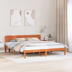 Estrutura da cama com cabeceira marrom cera 180 x 200 cm