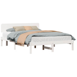 Estrutura da cama com cabeceira branco 150 x 200 cm