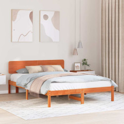 Estrutura da cama com cabeceira marrom cera 140 x 200 cm