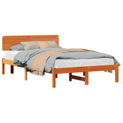 Estrutura da cama com cabeceira marrom cera 120 x 200 cm