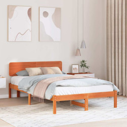 Estrutura da cama com cabeceira marrom cera 120 x 190 cm