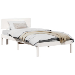 Estrutura da cama branco 90 x 190 cm madeira de pinheiro sólida