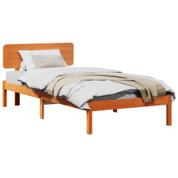 Estrutura da cama com cabeceira marrom cera 75 x 190 cm