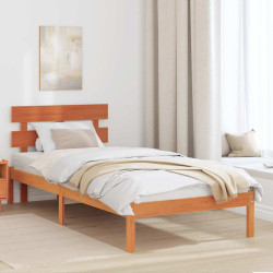 Estrutura da cama castanho 75 x 190 cm madeira de pinho maciça