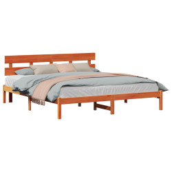 Estrutura da cama castanho 200 x 200 cm madeira de pinho maciça