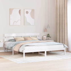 Estrutura da cama branco 180 x 200 cm madeira de pinho maciça