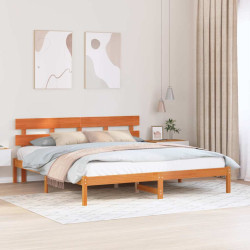 Estrutura da cama castanho 180 x 200 cm madeira de pinho maciça