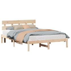 Estrutura da cama castanho 160 x 200 cm madeira de pinho maciça