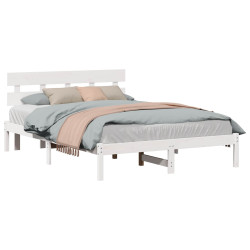 Estrutura da cama branco 150 x 200 cm madeira de pinho maciça