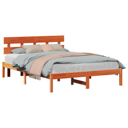 Estrutura da cama castanho 140 x 200 cm madeira de pinho maciça