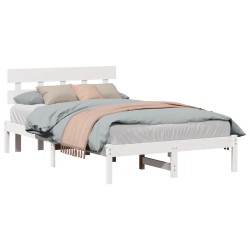 Estrutura da cama branco 120 x 200 cm madeira de pinho maciça