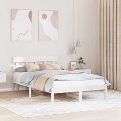 Estrutura da cama branco 120 x 190 cm madeira de pinho maciça