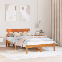 Estrutura da cama castanho 120 x 190 cm madeira de pinho maciça
