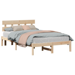 Estrutura da cama castanho 135 x 190 cm madeira de pinho maciça