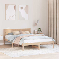Estrutura da cama castanho 150 x 200 cm madeira de pinho maciça