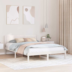 Estrutura da cama branco 140 x 200 cm madeira de pinho maciça