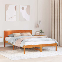 Estrutura da cama castanho 140 x 200 cm madeira de pinho maciça