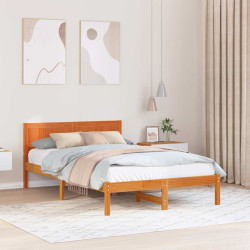 Estrutura da cama castanho 140 x 190 cm madeira de pinho maciça
