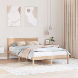 Estrutura da cama castanho 135 x 190 cm madeira de pinho maciça