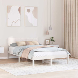 Estrutura da cama branco 135 x 190 cm madeira de pinho maciça