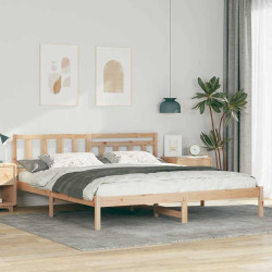 Estrutura da cama com cabeceira castanho 200 x 200 cm