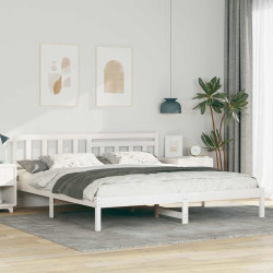 Estrutura da cama com cabeceira branco 200 x 200 cm