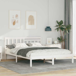 Estrutura da cama com cabeceira branco 160 x 200 cm