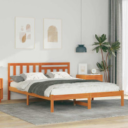 Estrutura da cama com cabeceira marrom cera 150 x 200 cm