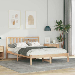 Estrutura da cama com cabeceira castanho 140 x 190 cm