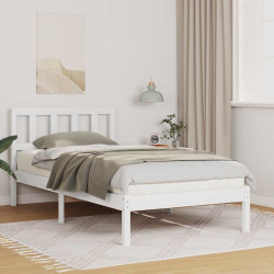 Estrutura da cama branco 90 x 200 cm madeira de pinheiro sólida