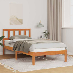 Estrutura da cama com cabeceira marrom cera 75 x 190 cm