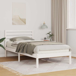 Estrutura da cama branco 75 x 190 cm madeira de pinheiro sólida