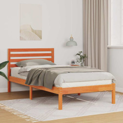 Estrutura da cama com cabeceira marrom cera 75 x 190 cm