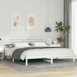 Estrutura da cama com cabeceira branco 200 x 200 cm