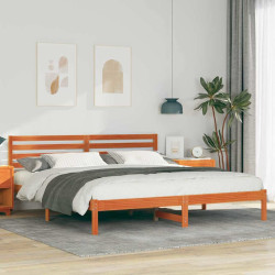 Estrutura da cama com cabeceira marrom cera 200 x 200 cm