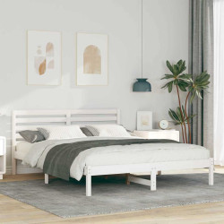 Estrutura da cama com cabeceira branco 160 x 200 cm
