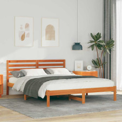 Estrutura da cama com cabeceira marrom cera 140 x 200 cm