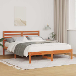 Estrutura da cama com cabeceira marrom cera 140 x 190 cm