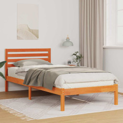 Estrutura da cama com cabeceira marrom cera 90 x 210 cm