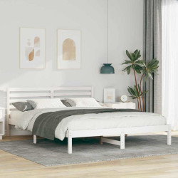 Estrutura da cama com cabeceira branco 160 x 210 cm