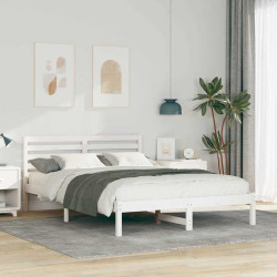 Estrutura da cama com cabeceira branco 140 x 220 cm
