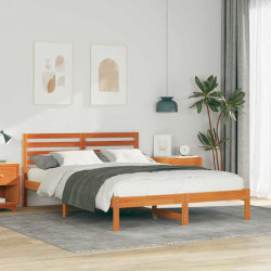 Estrutura da cama com cabeceira marrom cera 140 x 220 cm