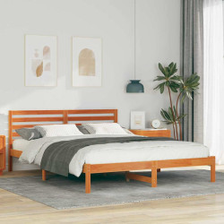 Estrutura da cama com cabeceira marrom cera 160 x 220 cm